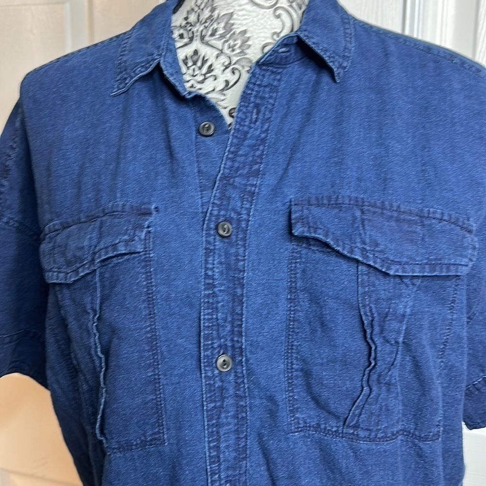 J Crew Dark Blue Button Down M Short Sleeve - Picture 2 of 6